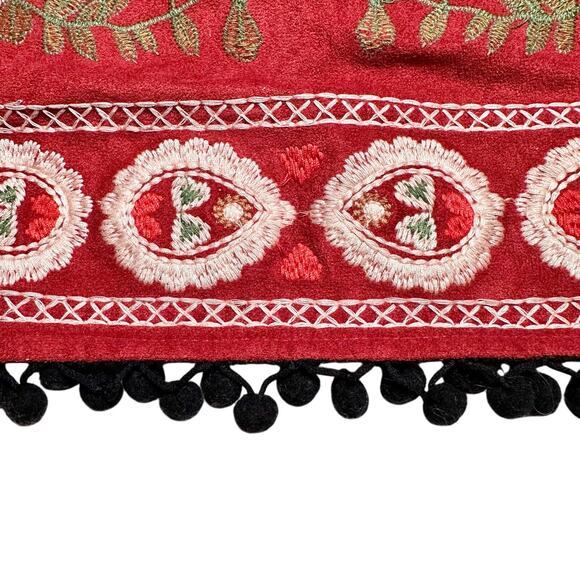 Altar'd State | Women | Vermillion Sueded Floral Pom Pom Mini Skirt | Medium - Picture 13 of 14